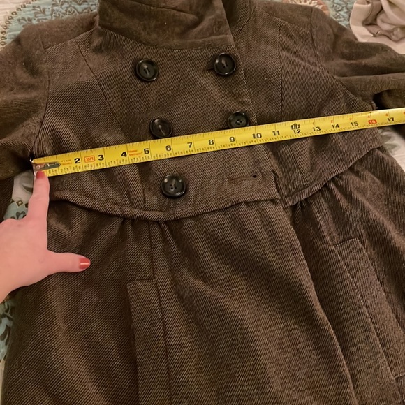 LOFT Petites, 0P Brown Wool Blend Coat Feminine Peplum - Picture 10 of 12